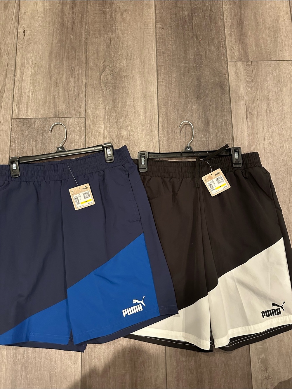 Lot of 2 NWT Puma Men's Colorblock Athletic Shorts - Navy/Blue and Black/White